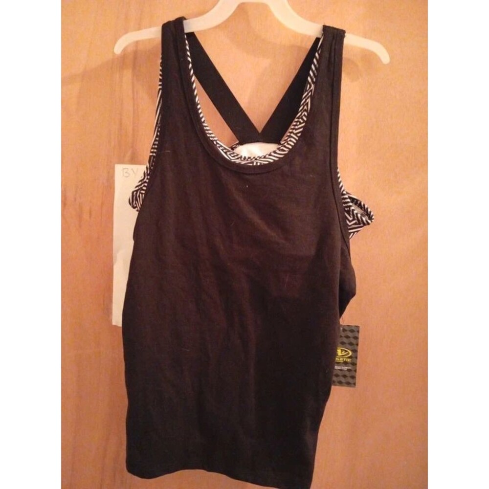 Girls size XL 14/16 black & white tank top w/ attached sports bra & shorts